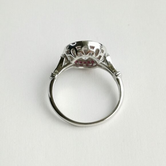 Art Deco White Sapphire and Ruby Ring in Sterling Silver engagement size 6 - Picture 8 of 12